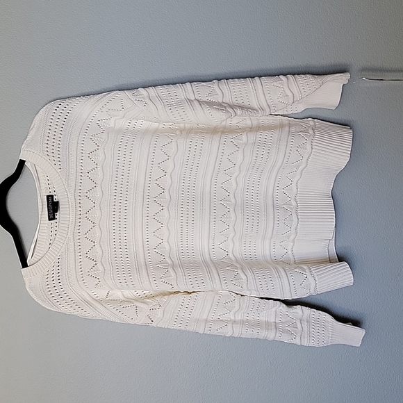 Design 365 NWT 90's Vibe Oversized white pointelle sweater 1X - Picture 1 of 6